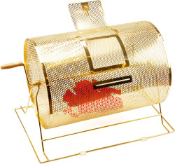 RAFFLE DRUM, BRASS SPINNING CAGE HOLDS 10,000 TICKETS